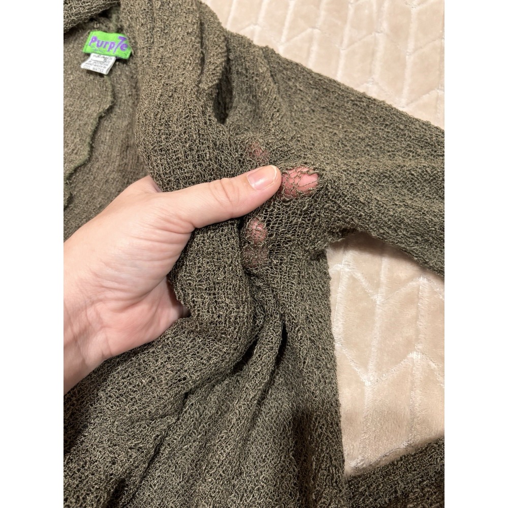 Purp7e Open Front Cardigan S/M‎ Green Rayon Earthy Fairycore Goblincore Mossy - Picture 15 of 16